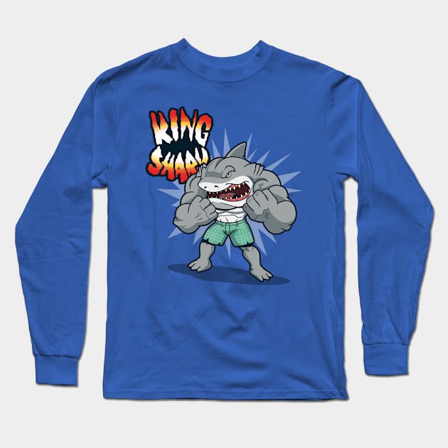 Summer Shark Superhero Villain 80's Cartoon Beach Parody Long Sleeve T-Shirt by BoggsNicolas